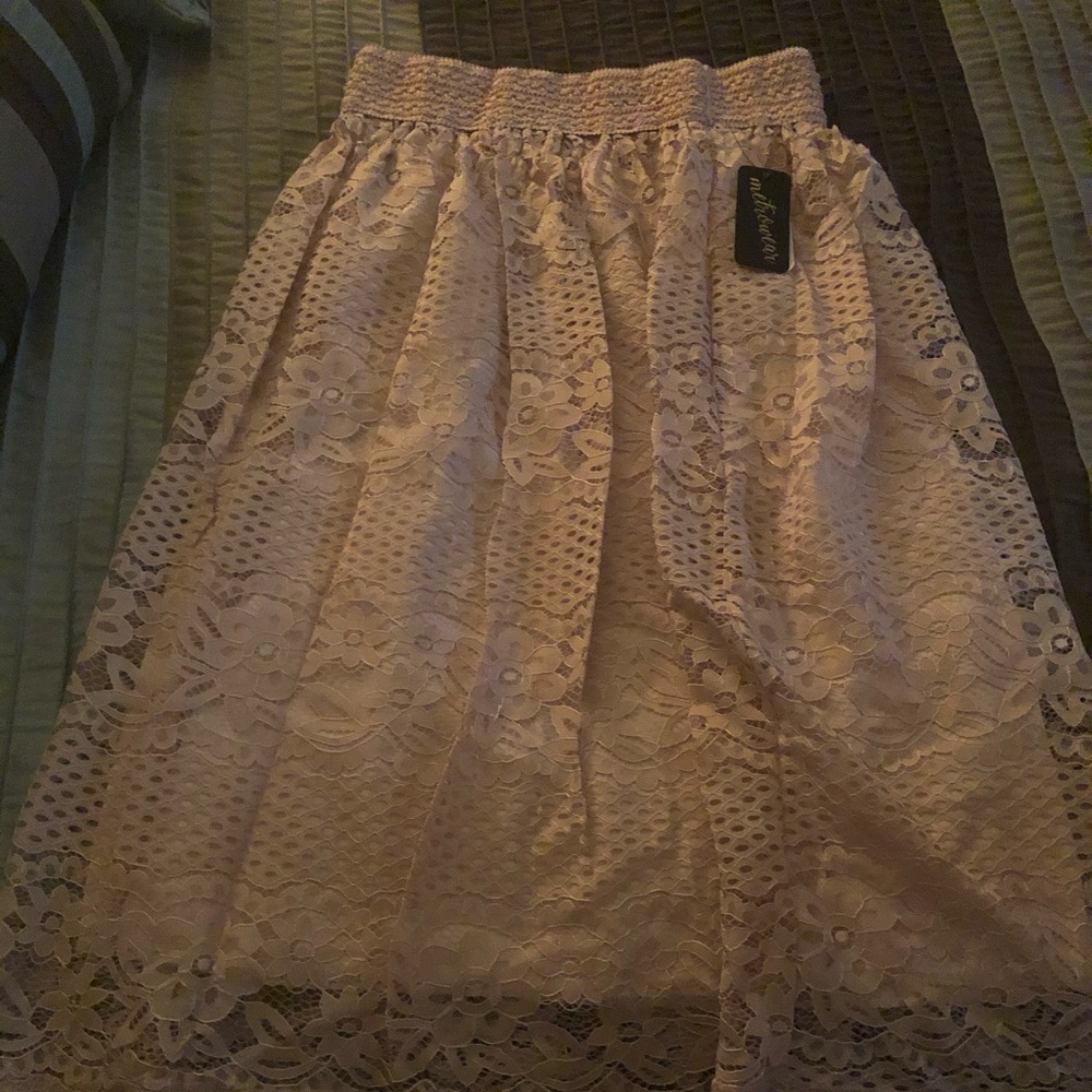 Powder Pink Lace High Waisted Skirt